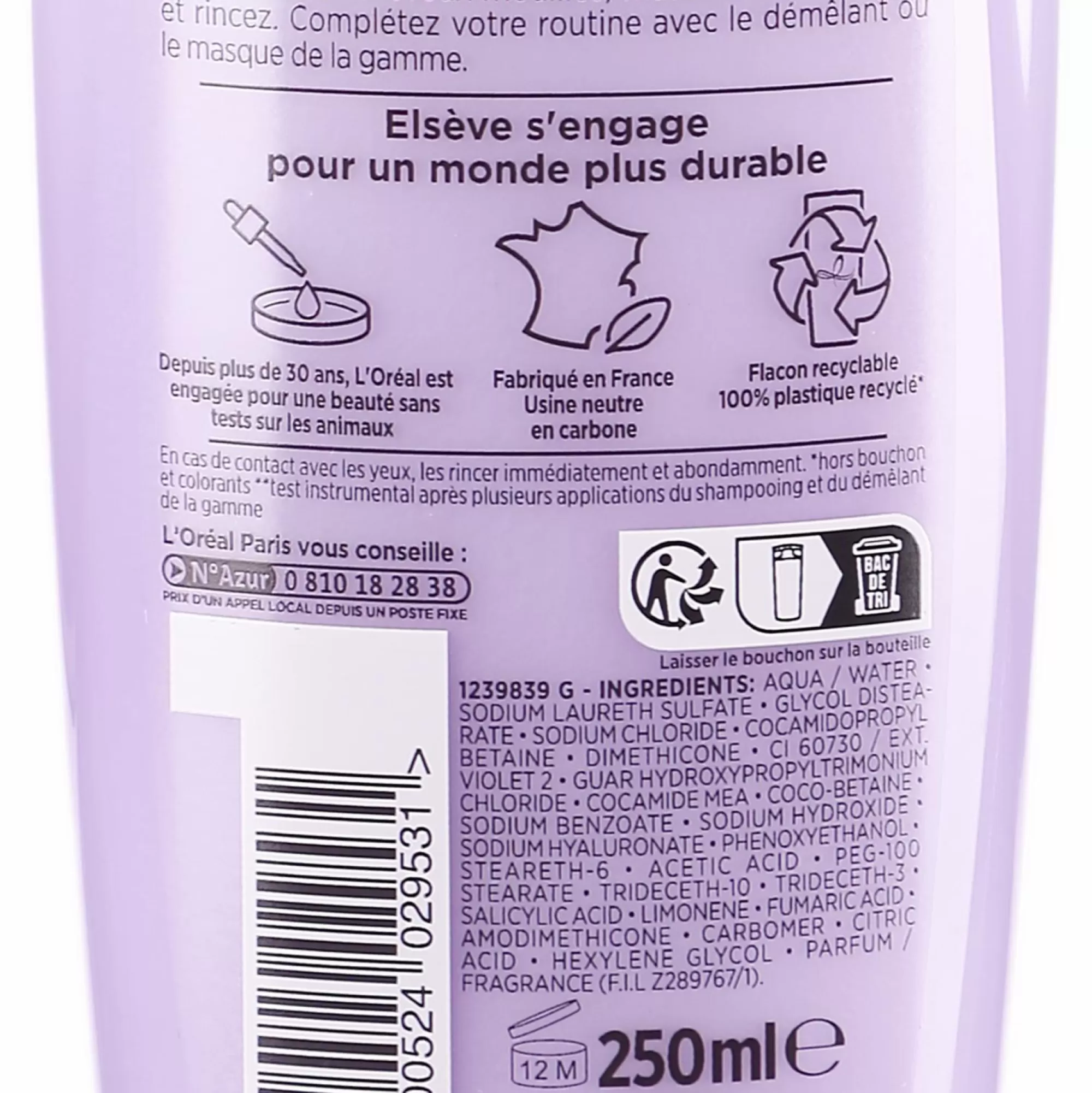 ELSEVE Cheveux<Shampoing hydratant 72h