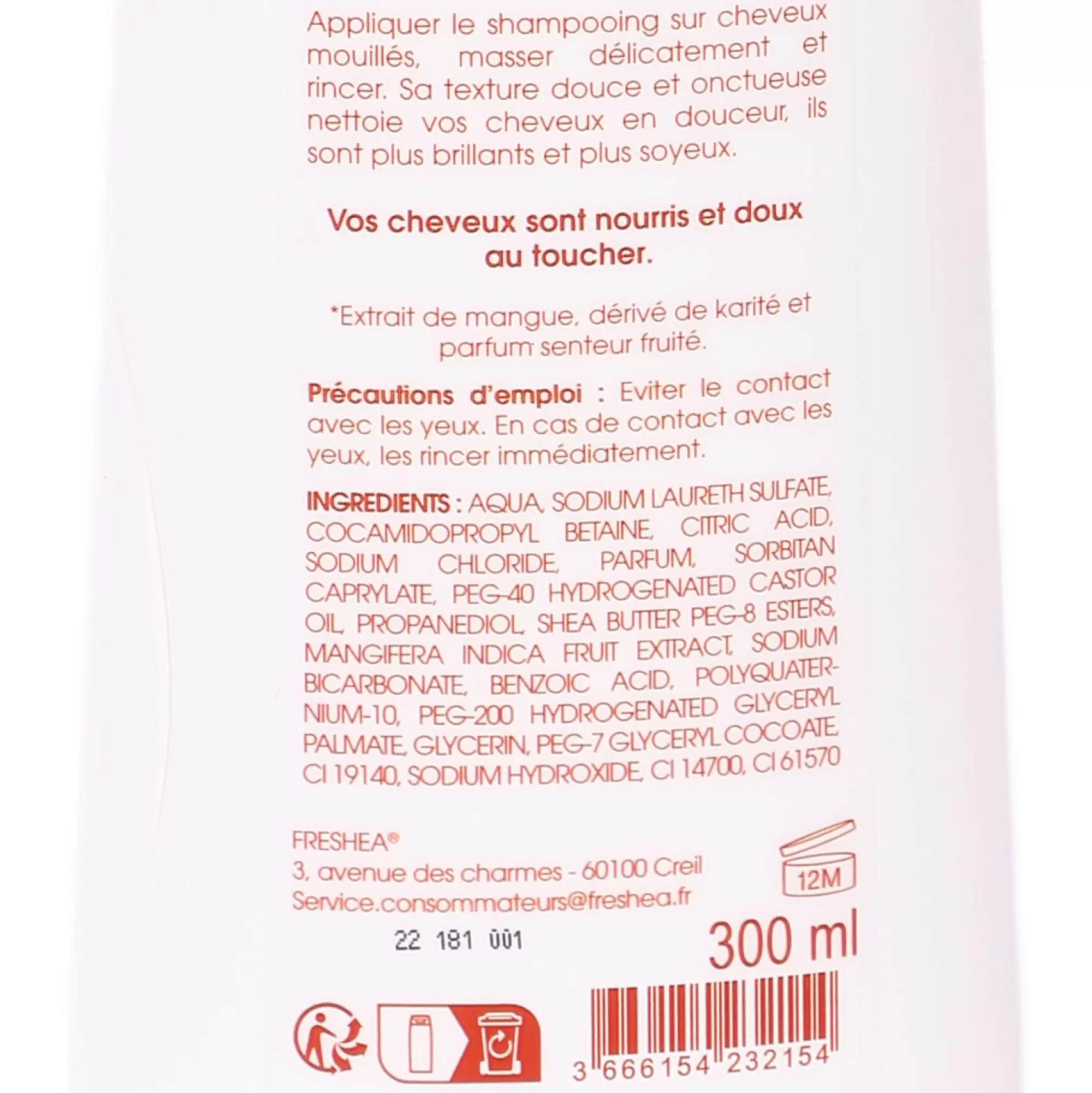 FRESHEA Cheveux<Shampoing nutrition karité et mangue