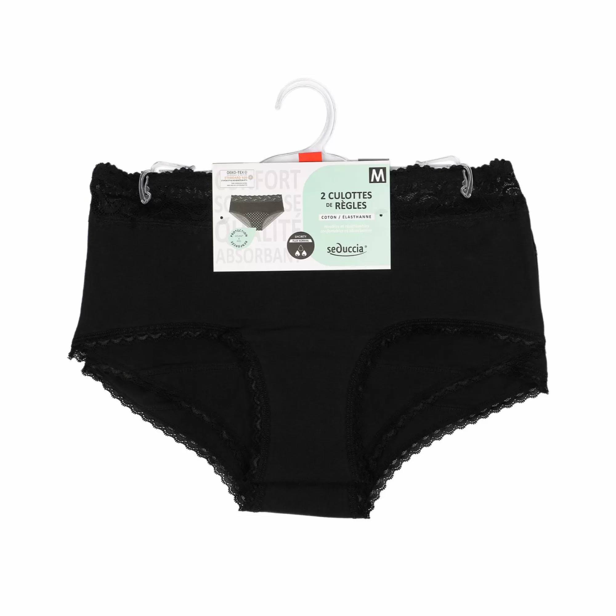 SEDUCCIA Lingerie Et Vêtements De Nuit<2 Shortys menstruels flux normaux Noir