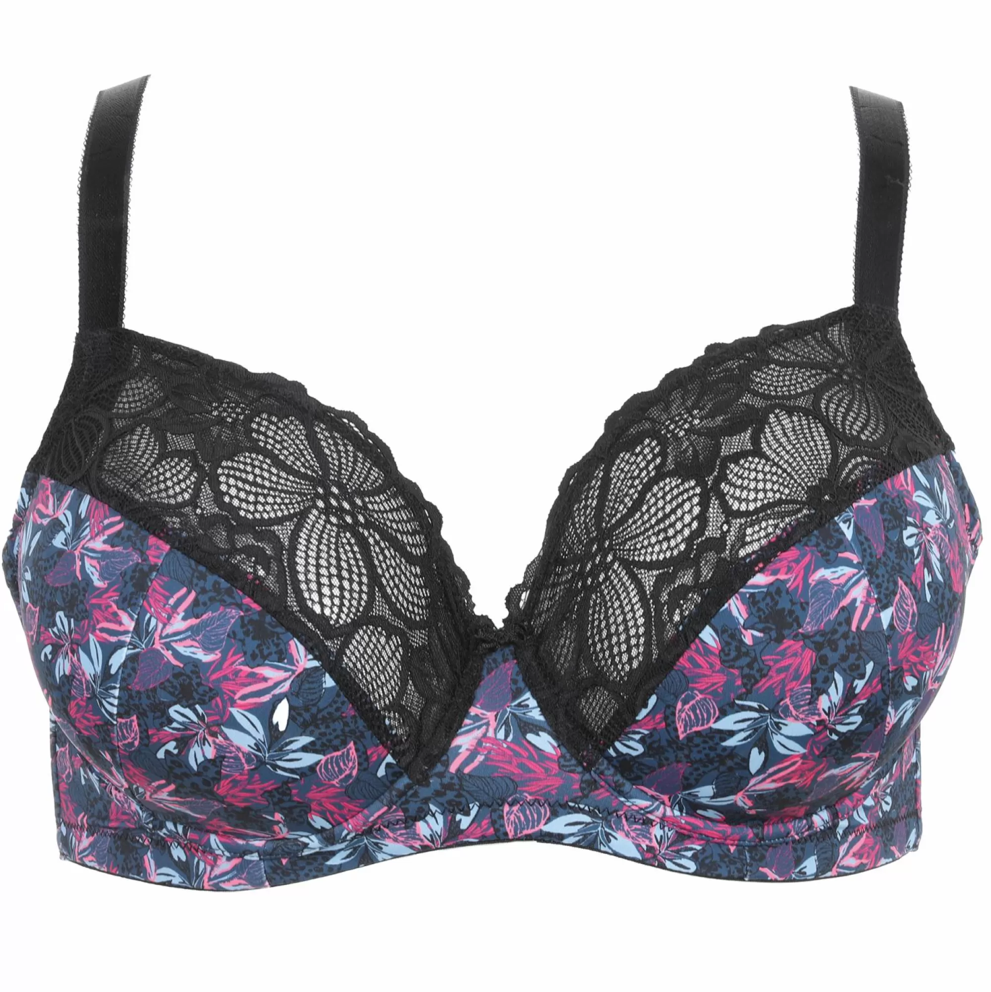 SEDUCCIA Lingerie Et Vêtements De Nuit<Soutien gorge fleuri et noir grand maintien Bleu