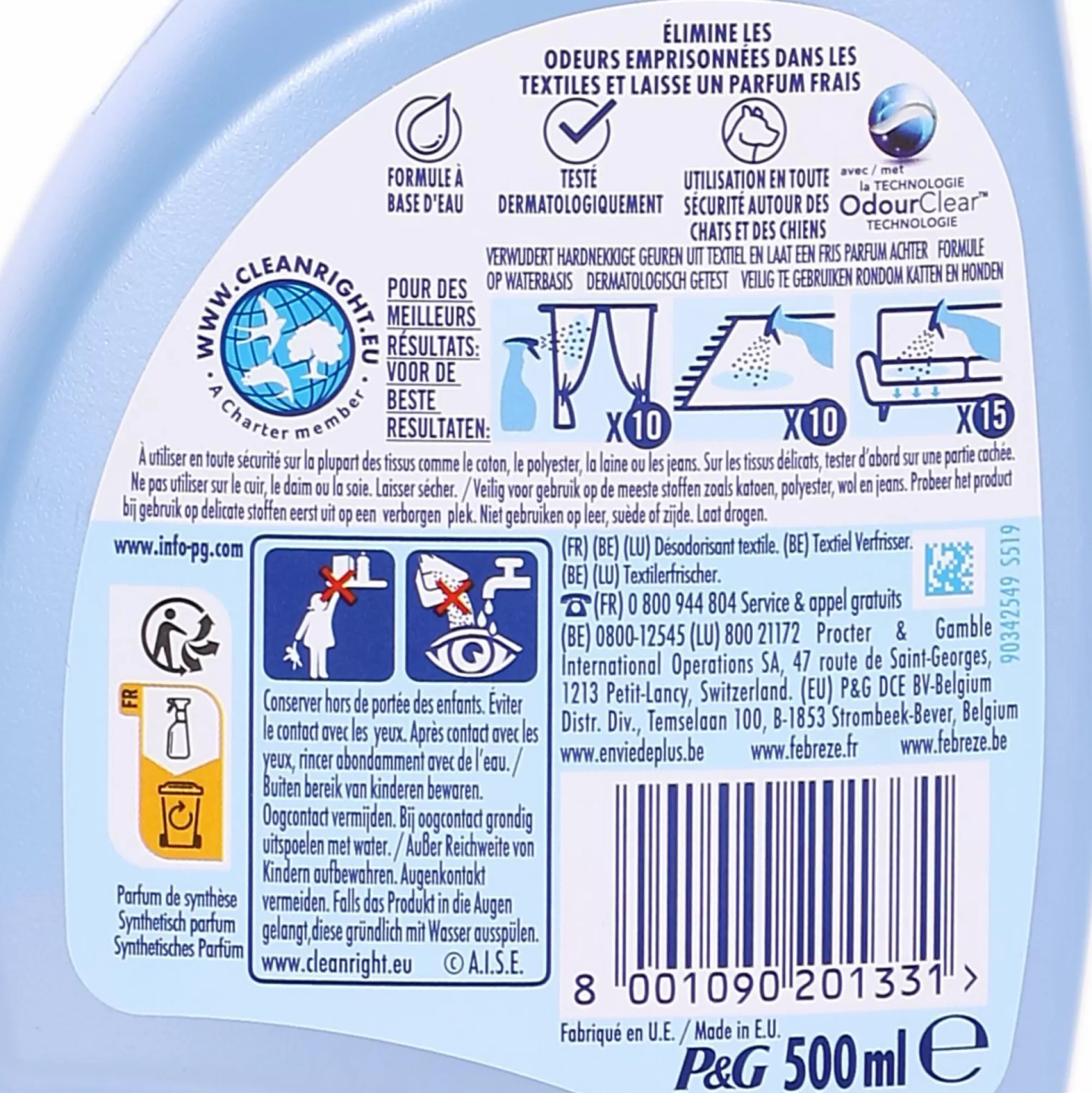 FEBREZE Produits Ménagers<Spray désodorisant textile envolée d'air