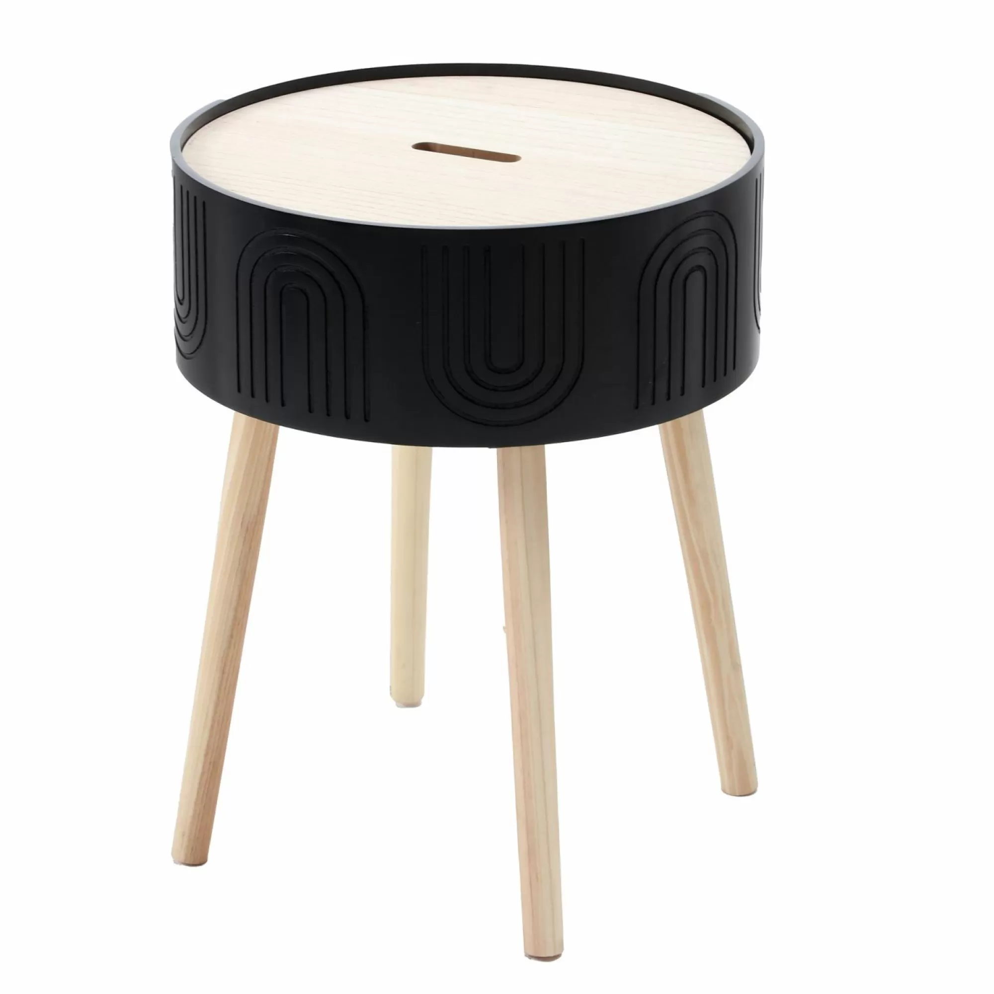 DECLIC HOME Mobilier<Table gravé noir à motif