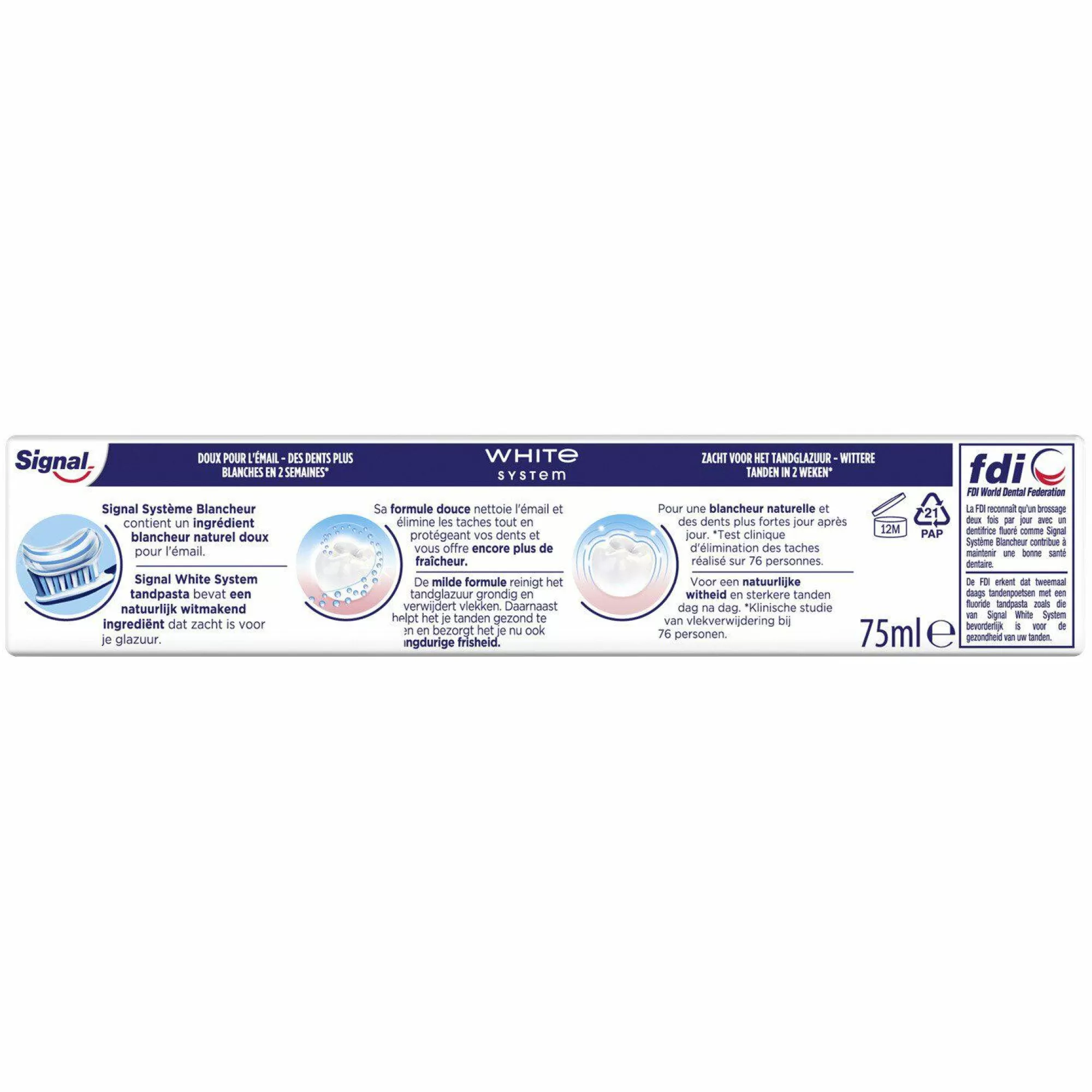 SIGNAL Hygiène<Tube de dentifrice système blancheur