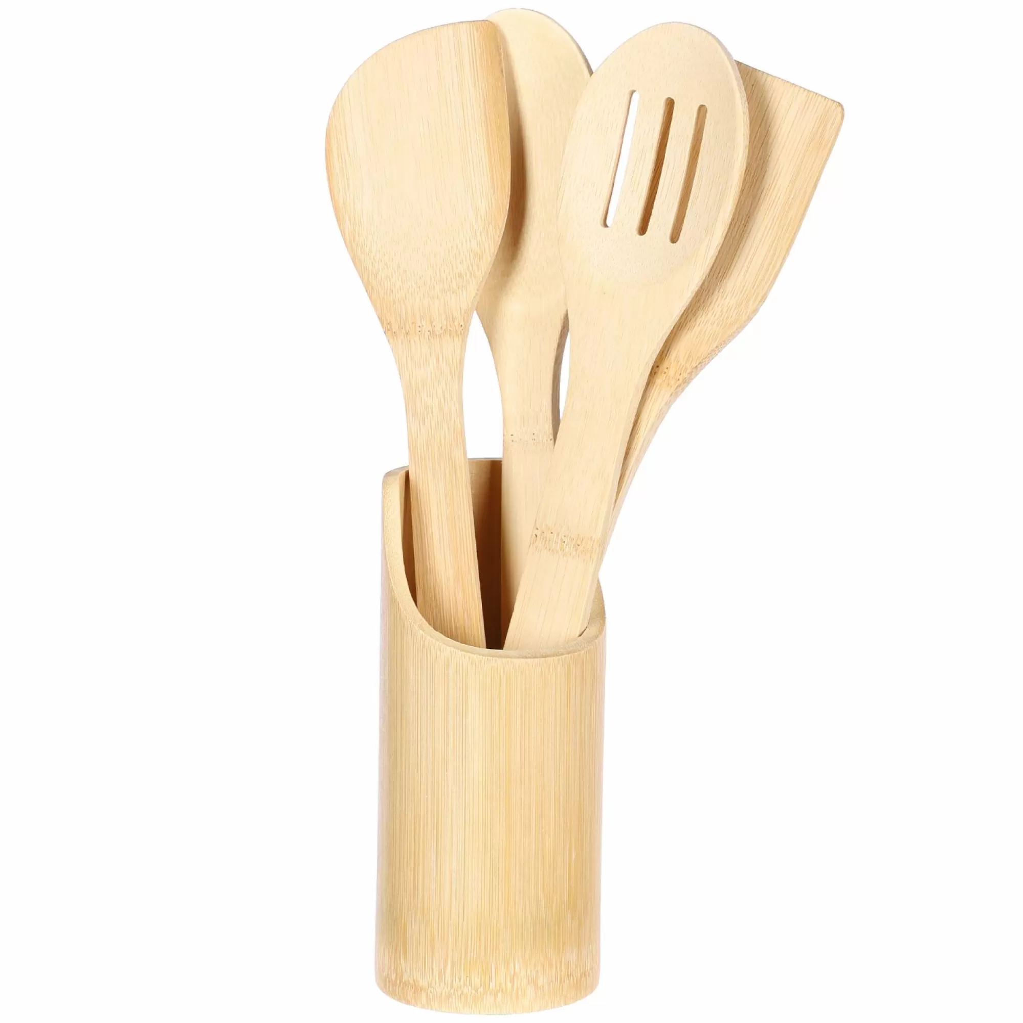 Stokomani Cuisson Et Ustensiles<4 ustensiles de cuisine bambou avec pot